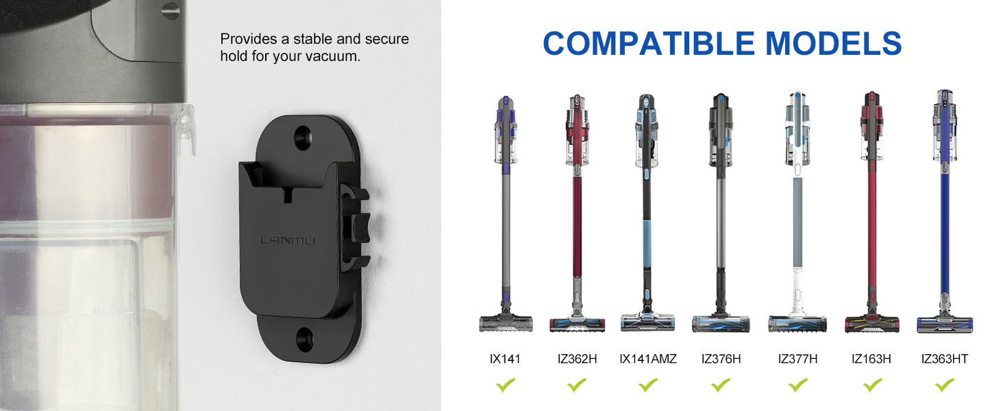 LANMU Wall Mount Holder with Cable Clip Compatible with Shark Cordless Stick Vacuum