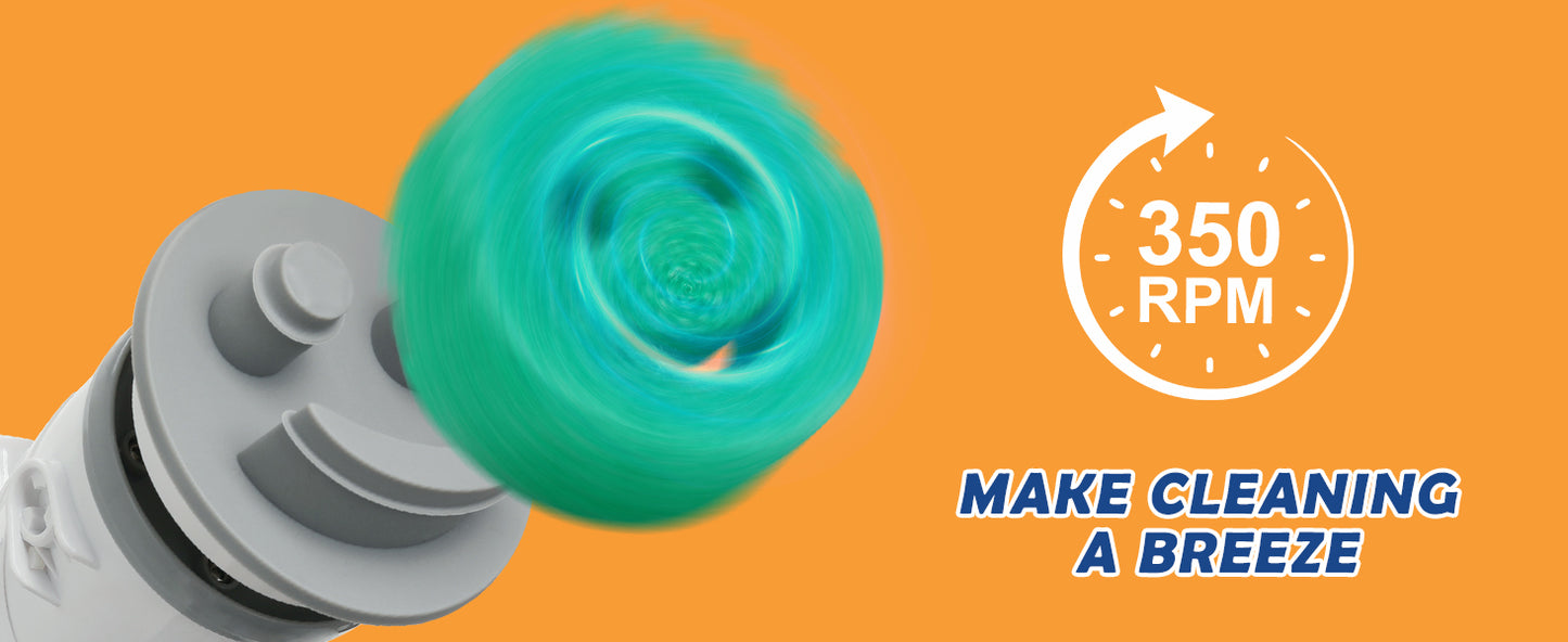 LANMU Electric Scrubber Sponge Wand Compatible with Scrub Daddy/Mommy Sponges, Cordless Power Spin Brush with Comfortable Handle, 5 Replaceable Heads for Cleaning Oven, Stove, Sink, Shower, Bathtub