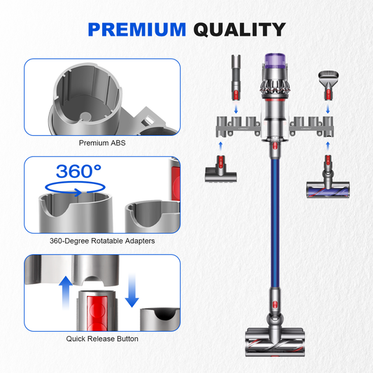 10 storage adapters provide an increased capacity to store a wider range of accessories, including cleaner head, crevice tool, brush, mattress tool and vacuum hose.