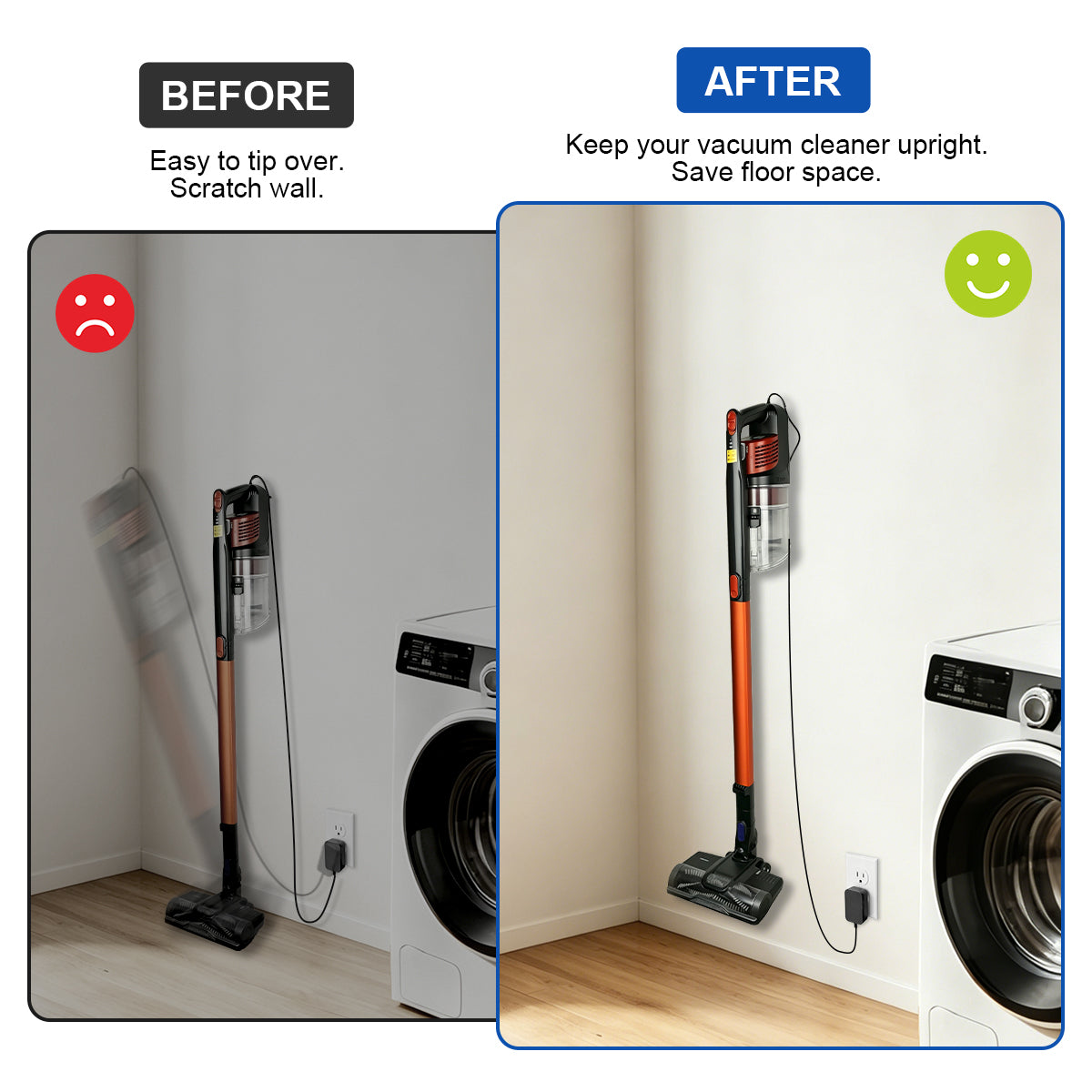 LANMU Wall Mount Holder with Cable Clip Compatible with Shark Cordless Stick Vacuum