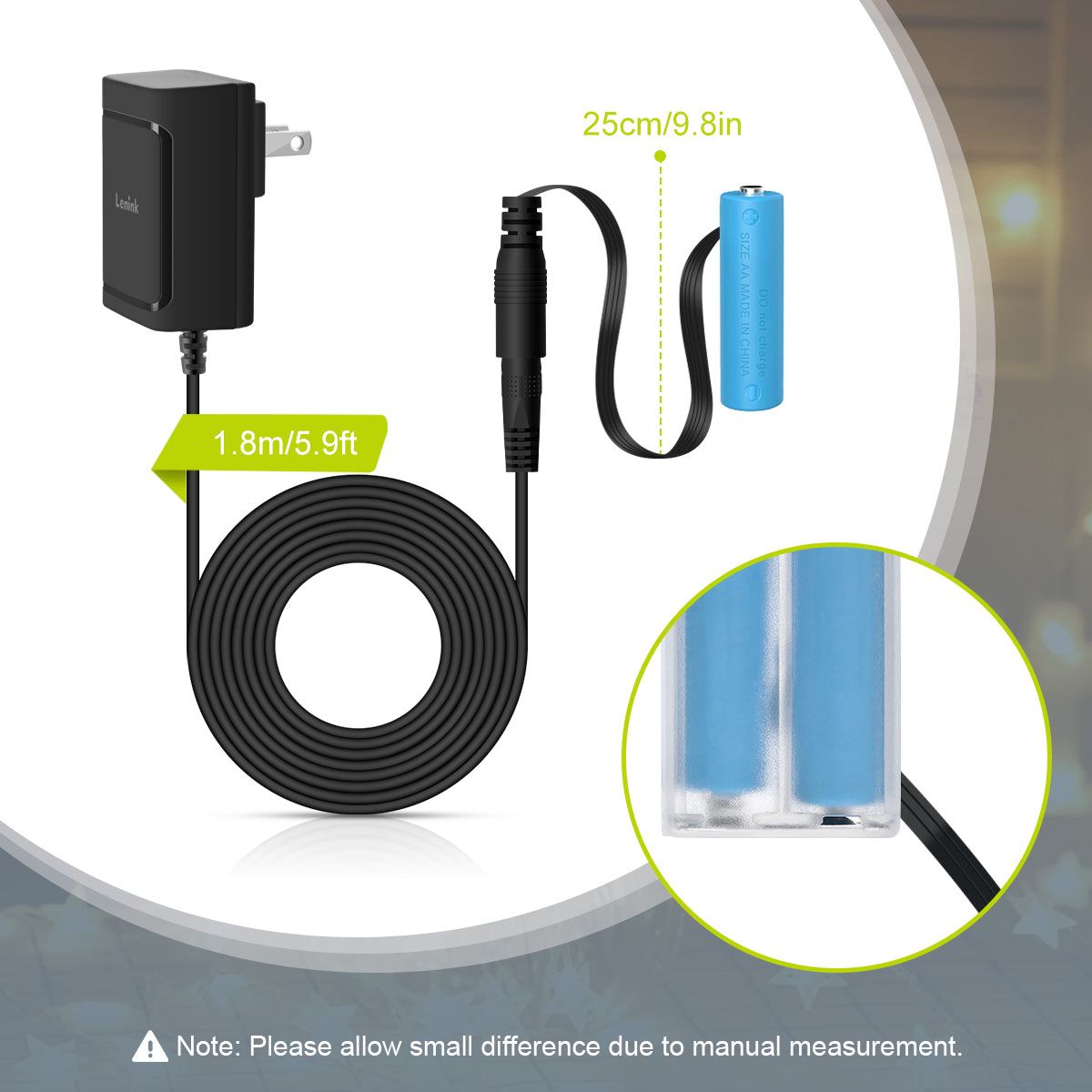 Lenink Battery Eliminator, AC Power Supply Adapter for 2 AA Batteries, Replace 2 AA Batteries (Black)