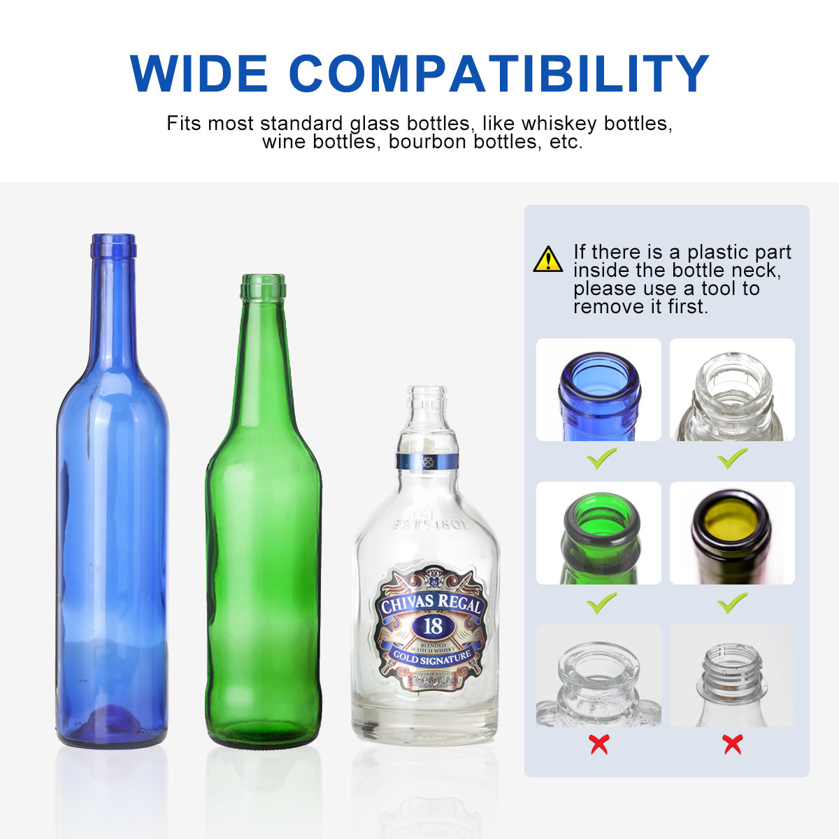 LANMU Torch hanger kit can be used in any standard glass bottle, such as a whiskey bottle, bourbon bottle, wine bottle, etc.