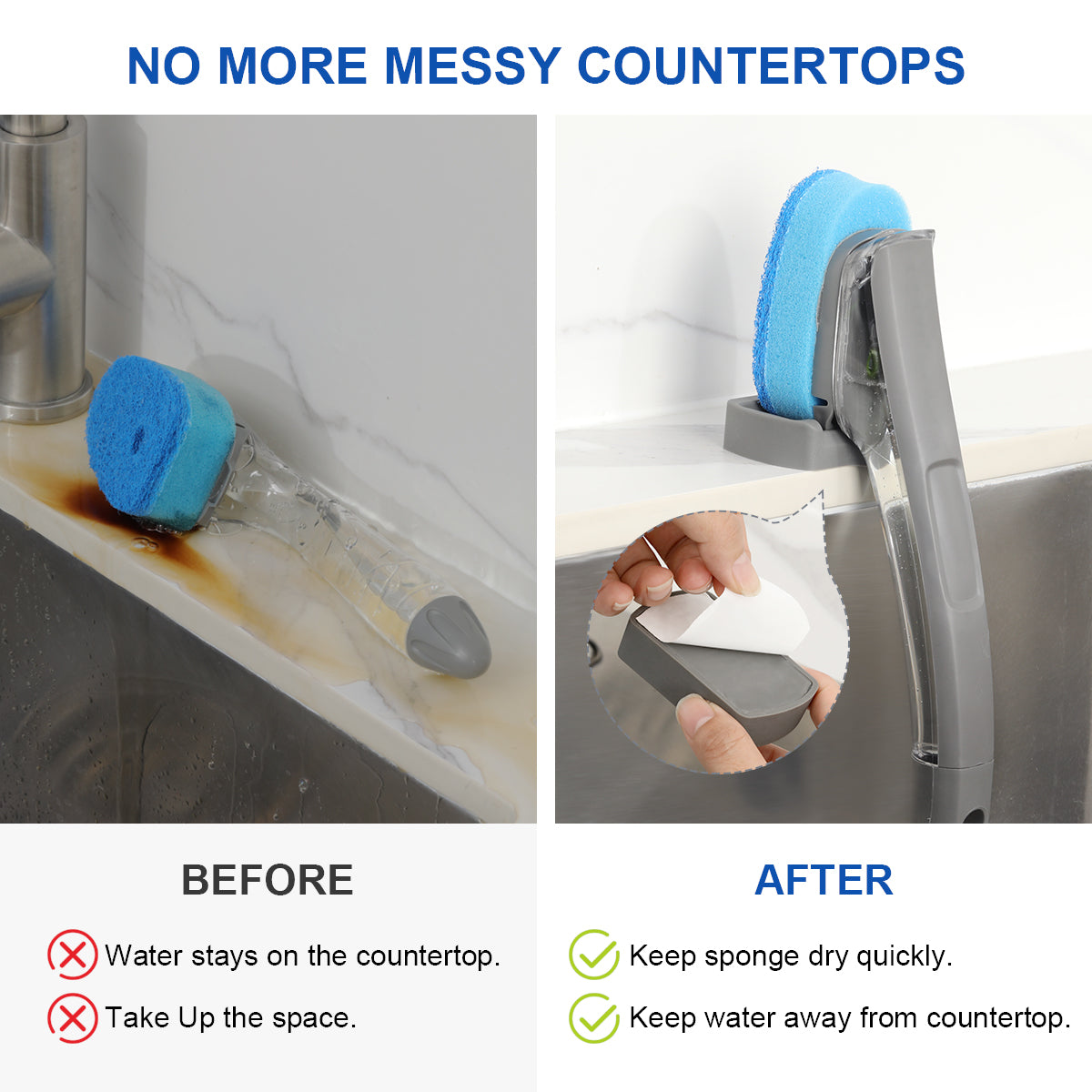 LANMU Dish Wand Holder Compatible with Scotch-Brite Dishwand, Silicone Dish Brush Holder with Drain Spout