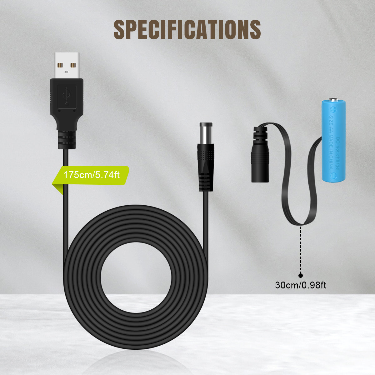Lenink Battery Eliminator, Power Supply Cable for AA Battery, Replace AA Battery