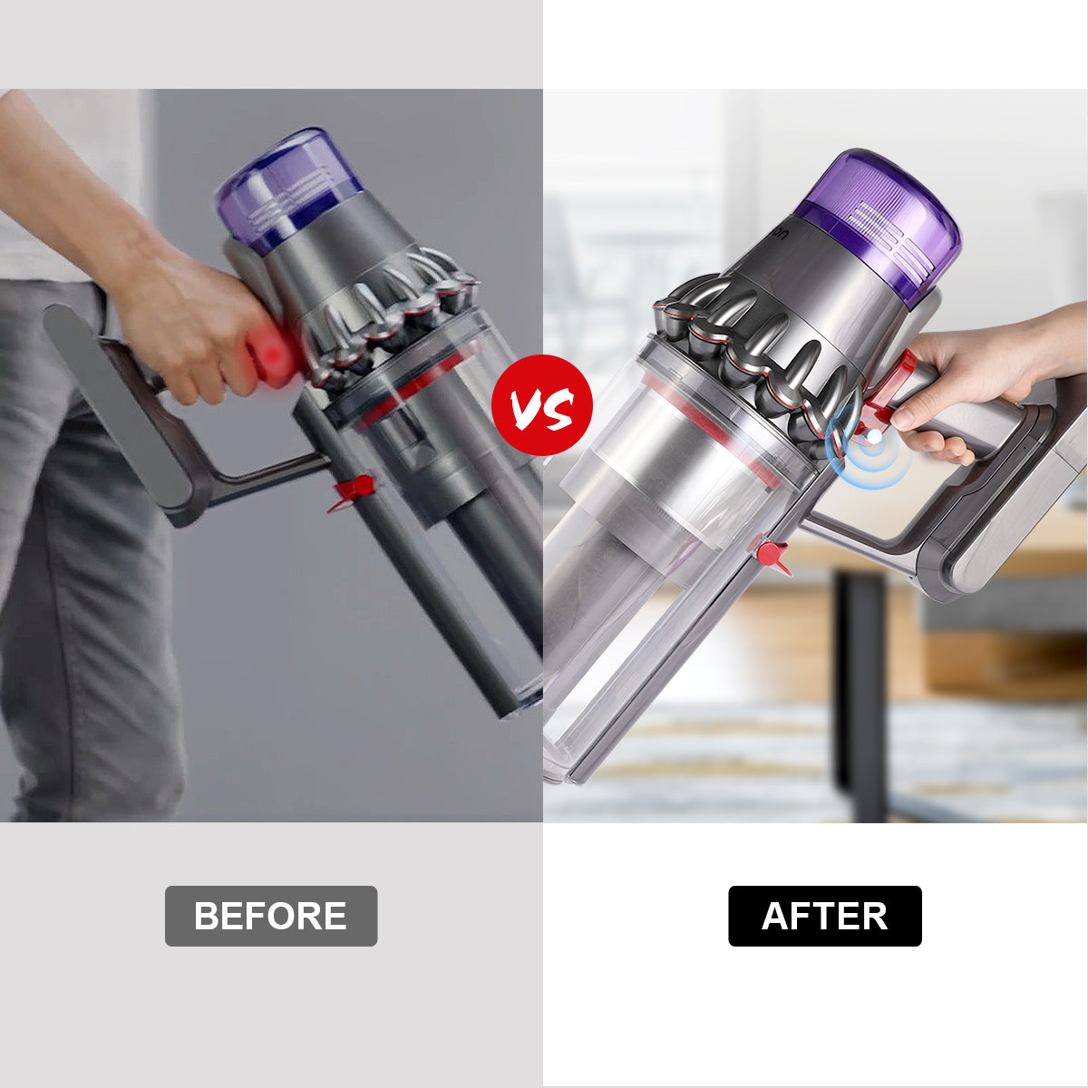 control the vacuum status by pressing the switch ON/OFF, easy to hold the vacuum cleaner with the power button trigger