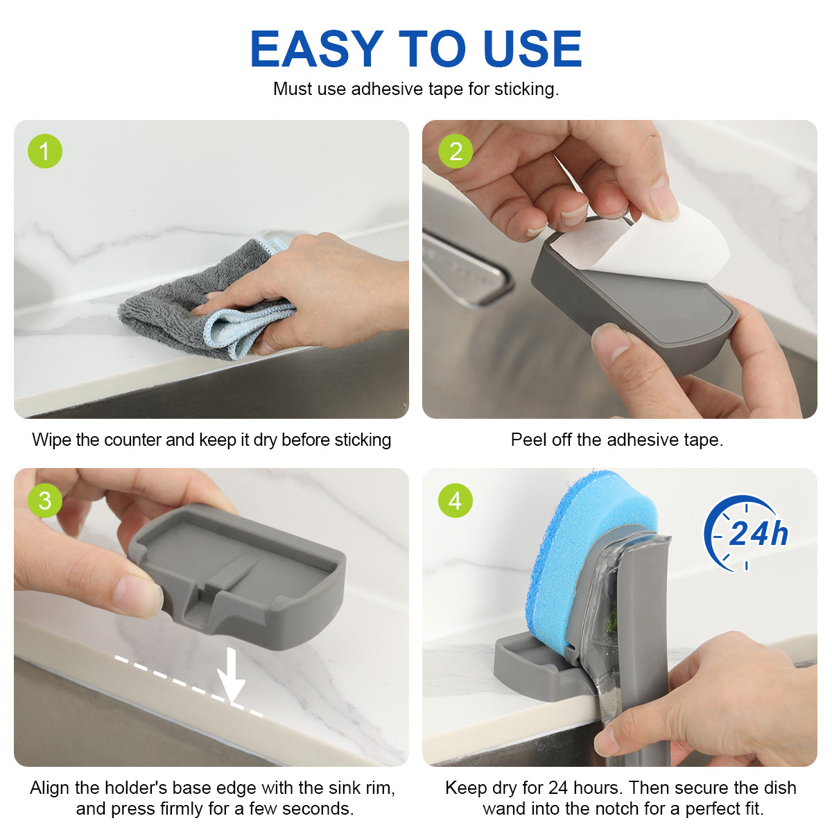LANMU Dish Wand Holder Compatible with Scotch-Brite Dishwand, Silicone Dish Brush Holder with Drain Spout
