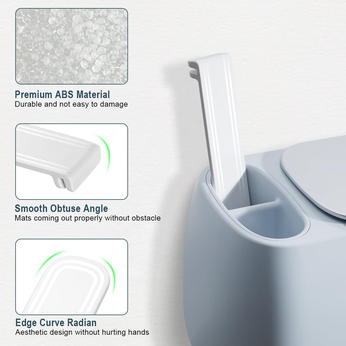 premium ABS material, smooth obtuse angle, edge cure radian