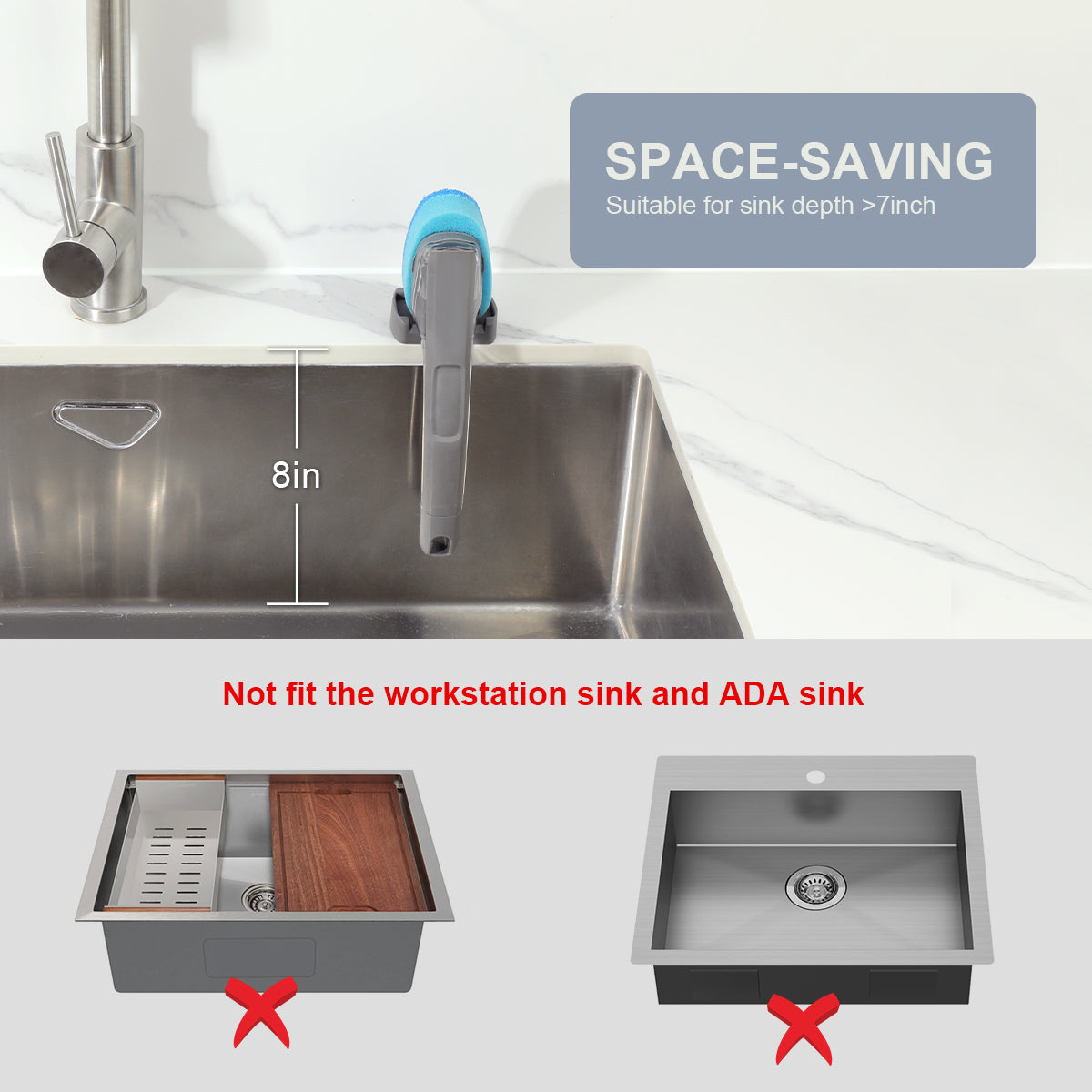 LANMU Dish Wand Holder Compatible with Scotch-Brite Dishwand, Silicone Dish Brush Holder with Drain Spout