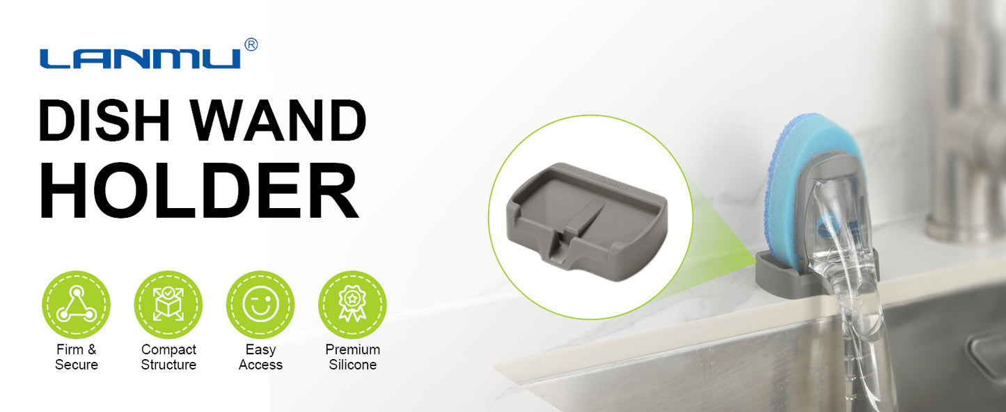 LANMU Dish Wand Holder Compatible with Scotch-Brite Dishwand, Silicone Dish Brush Holder with Drain Spout