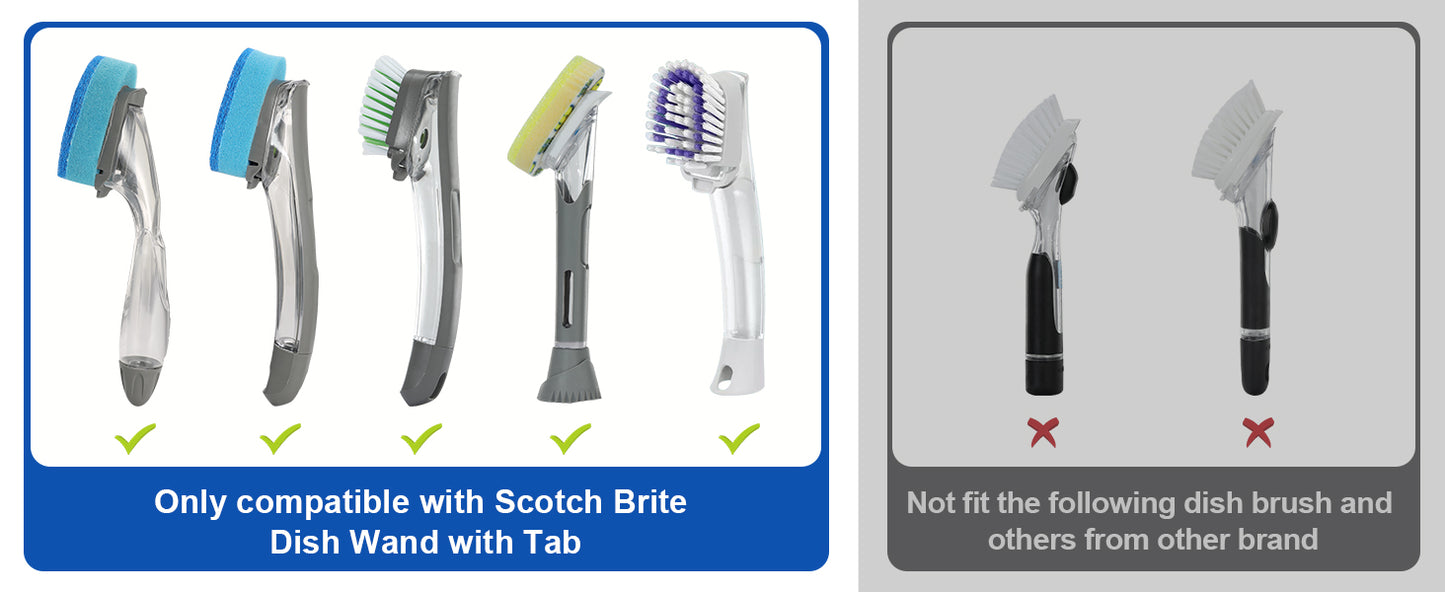 LANMU Dish Wand Holder Compatible with Scotch-Brite Dishwand, Silicone Dish Brush Holder with Drain Spout