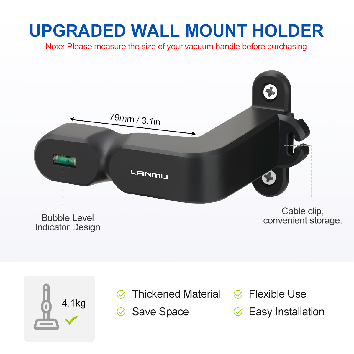 LANMU Wall Mount Holder Compatible with Shark Pet Cordless Stick Vacuum